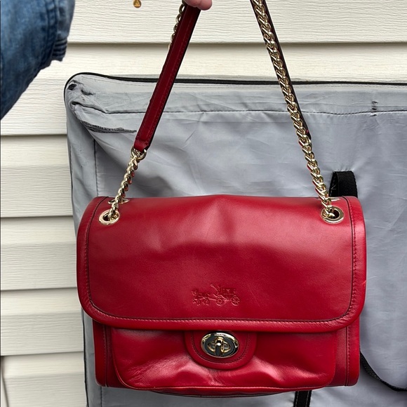 Coach Ladies Red Leather Shoulder Ranger Bag-Wow! - Picture 1 of 9